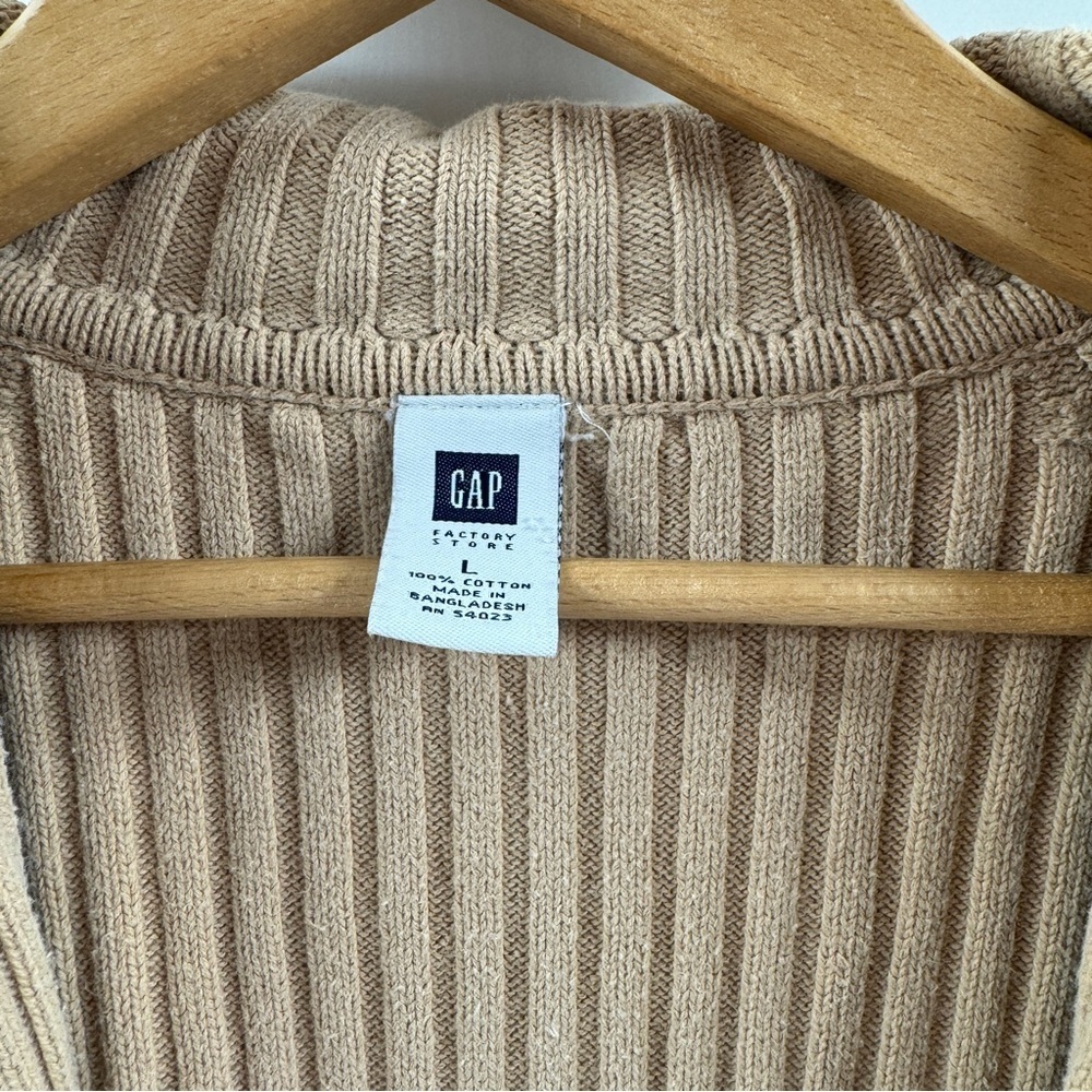 GAP Beige 100% Cotton Front-Tie Cardigan – Size Large - Picture 4 of 7